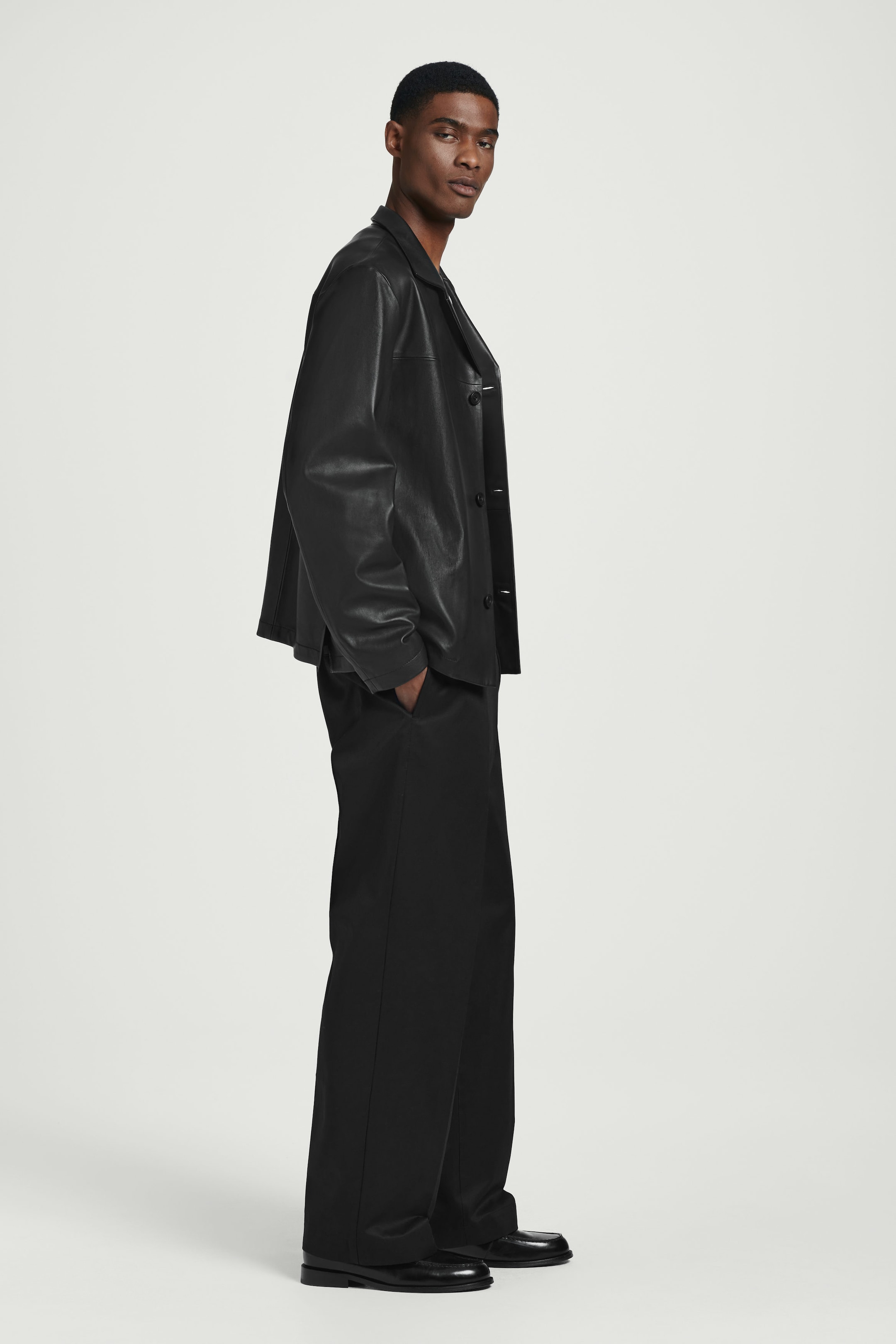 RELAXED COTTON STRAIGHT-LEG TROUSERS