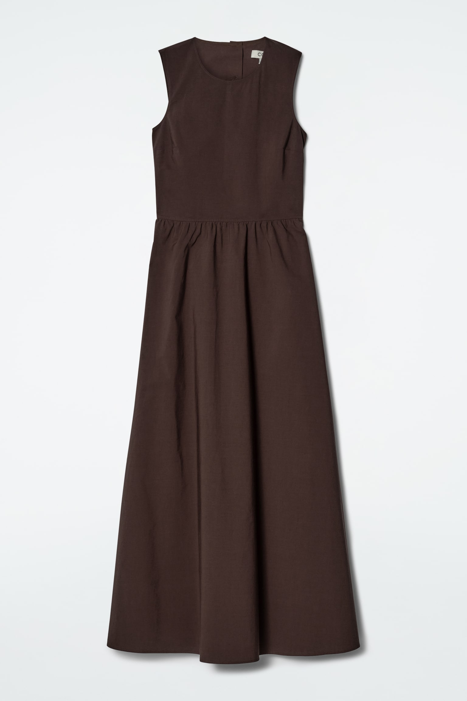 VESTIDO LARGO DE ALGODÓN CON ESPALDA ABIERTA - MARRÓN OSCURO/VERDE/MANTEQUILLA - 2