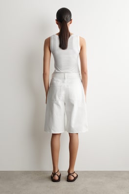 KNEE-LENGTH DENIM SHORTS — WHITE 4