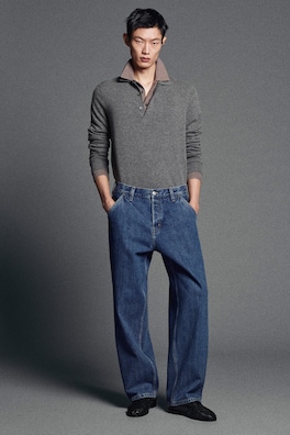 PURE CASHMERE POLO SWEATER — GRAY MÉLANGE 9