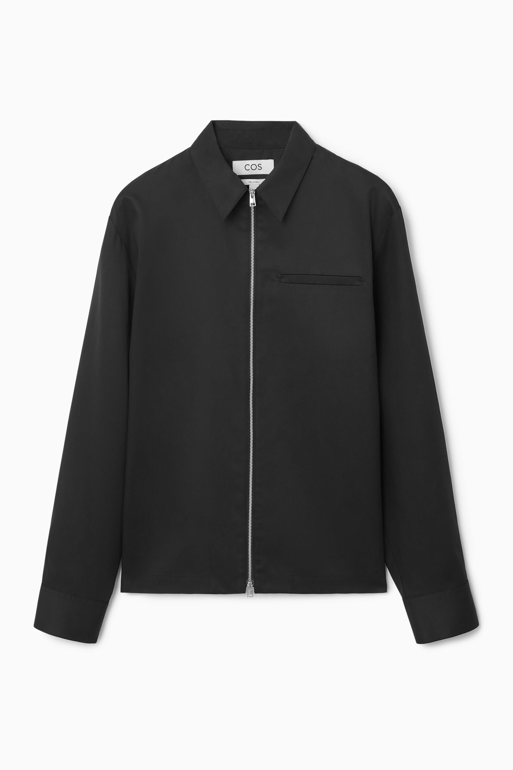 ZIP UP LIGHT STRETCH SHIRTS サイズM 黒 TWILL ZIP-UP SHIRT - BLACK | COS