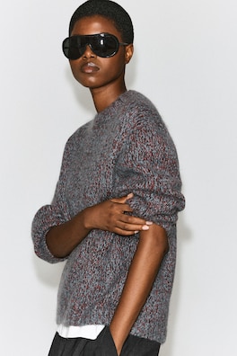 TRI-TONE WOOL-MOHAIR SWEATER — BLUE / RED / BLACK 6
