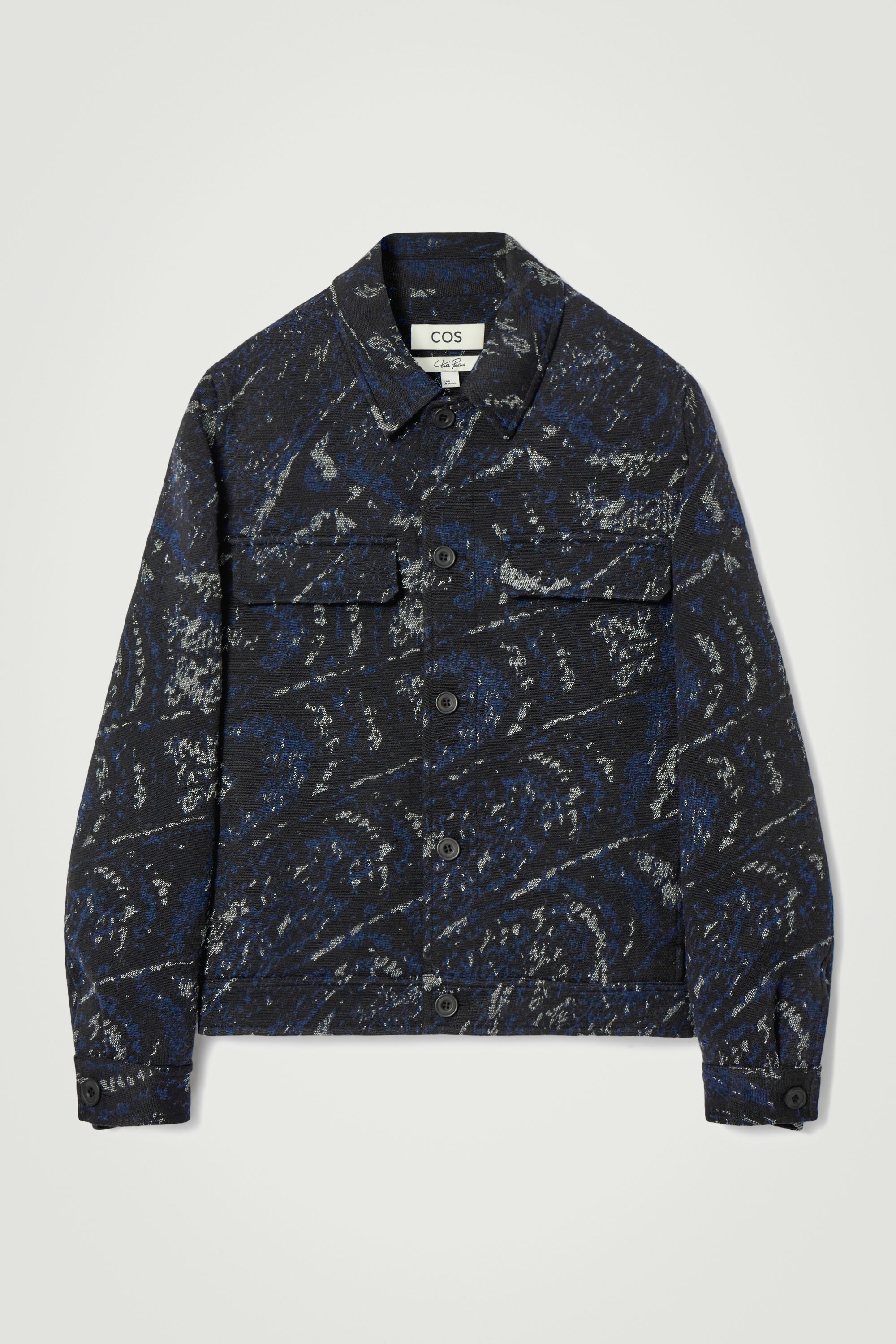 OVERSIZED 3/4 SLEEVE T-SHIRT - NAVY / WHITE / STRIPED | COS