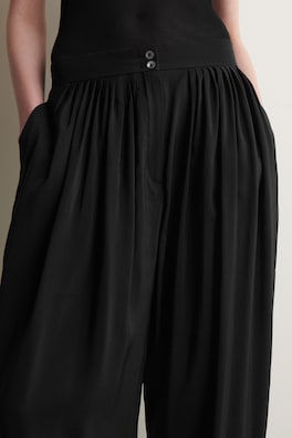 DRAPED PLEATED STRAIGHT-LEG PANTS — BLACK 4