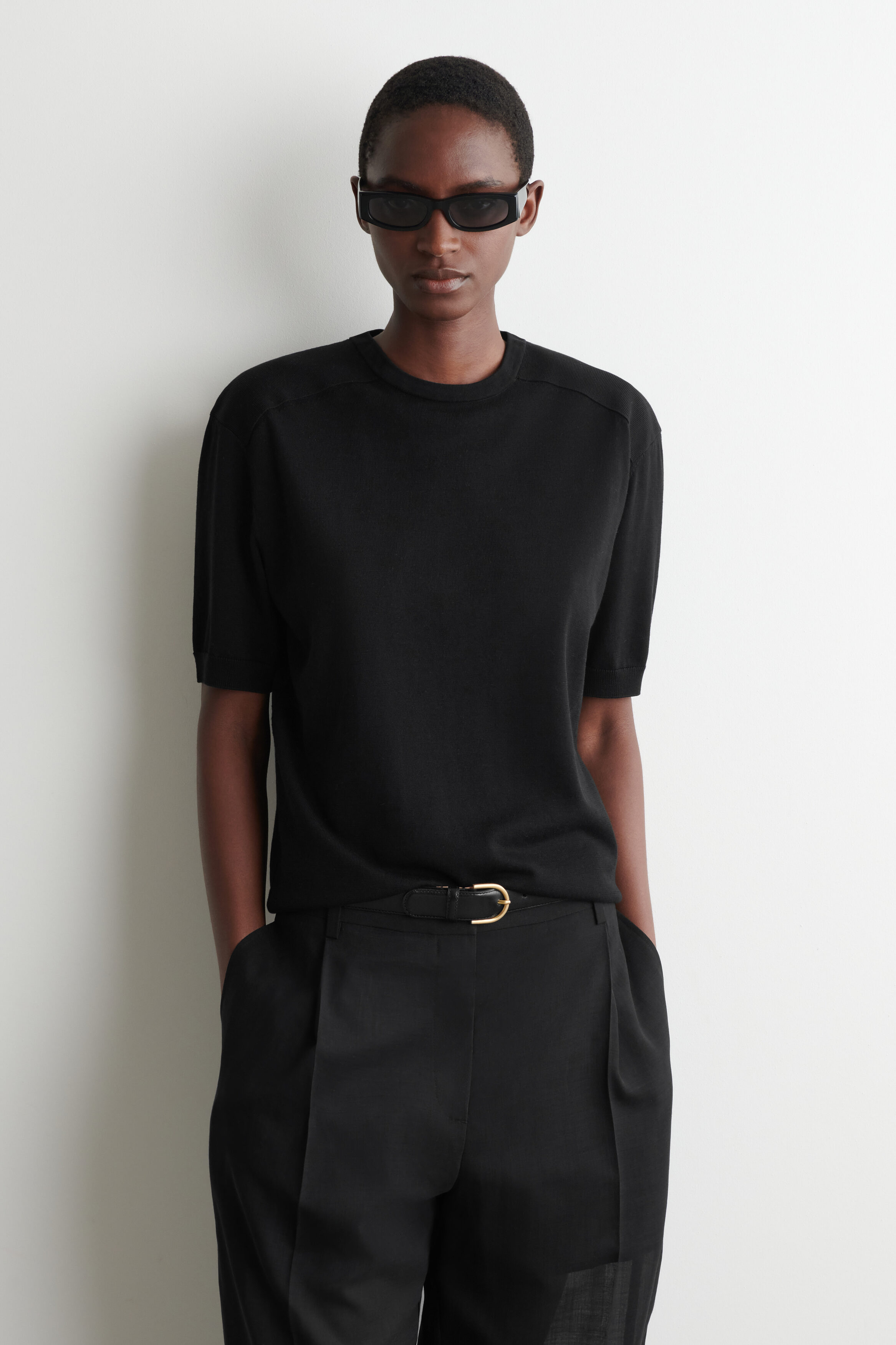 Sculpted-Shoulder Silk-Cotton T-Shirt