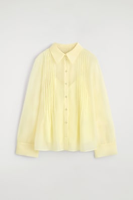 SHEER PINTUCKED SHIRT — YELLOW 6