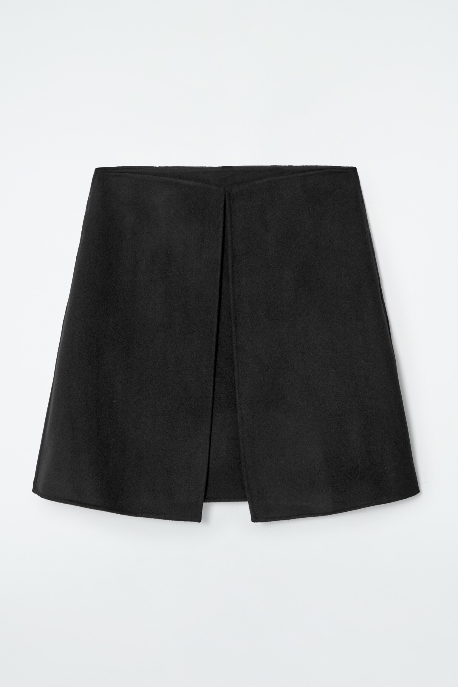 MINIFALDA LANA DOBLE FAZ CON DETALLE DE PLIEGUE - NEGRO - 2