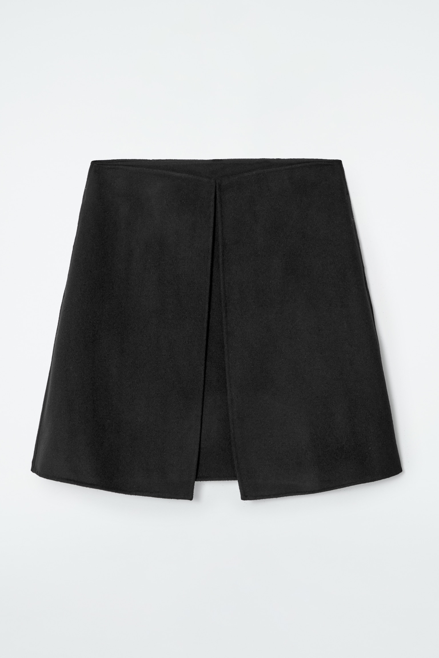 MINIFALDA LANA DOBLE FAZ CON DETALLE DE PLIEGUE - NEGRO - 2