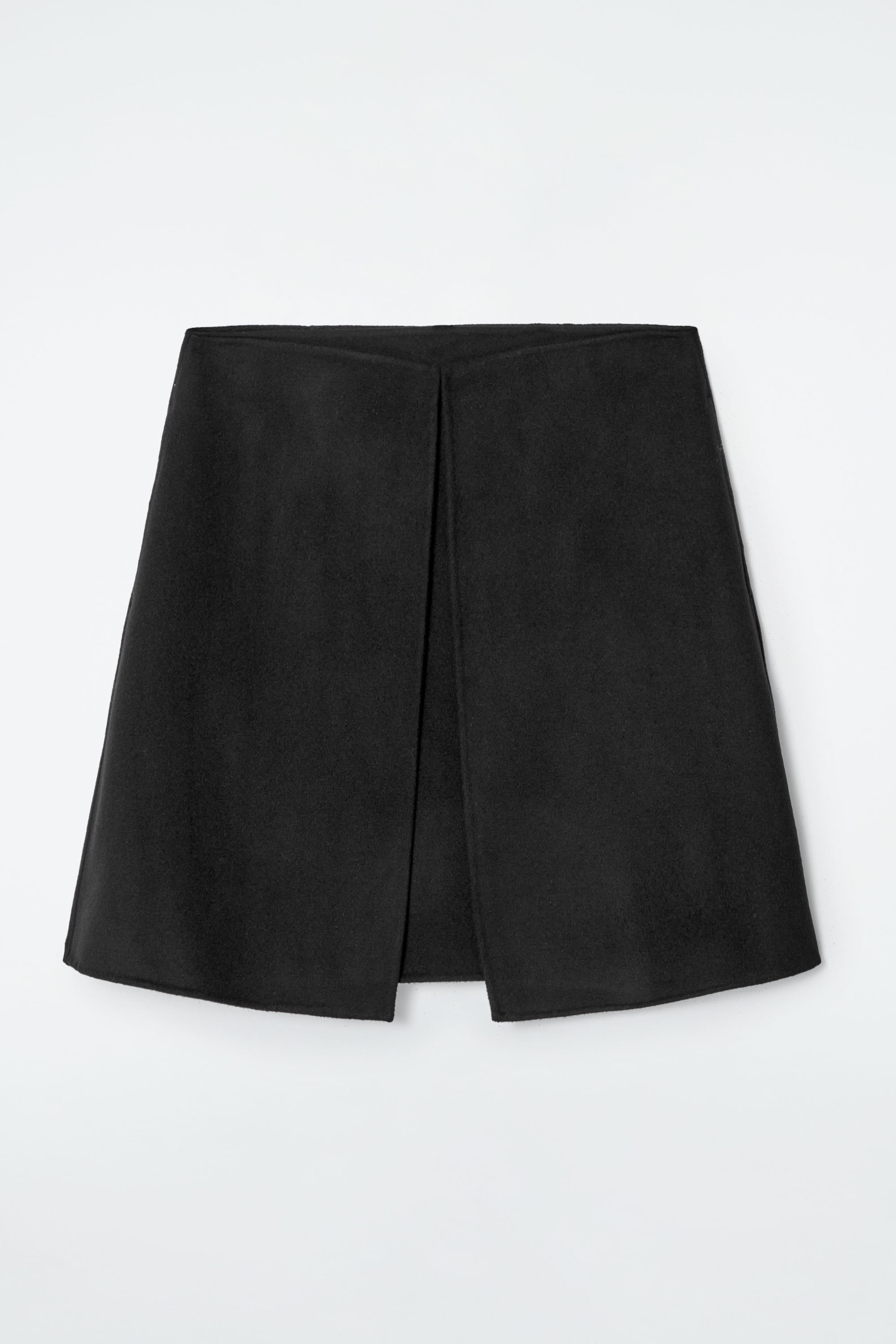FOLD-DETAIL DOUBLE-FACED WOOL MINI SKIRT