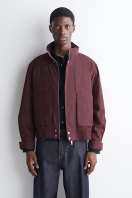 PADDED MOCK-NECK BOMBER JACKET — BURGUNDY 4