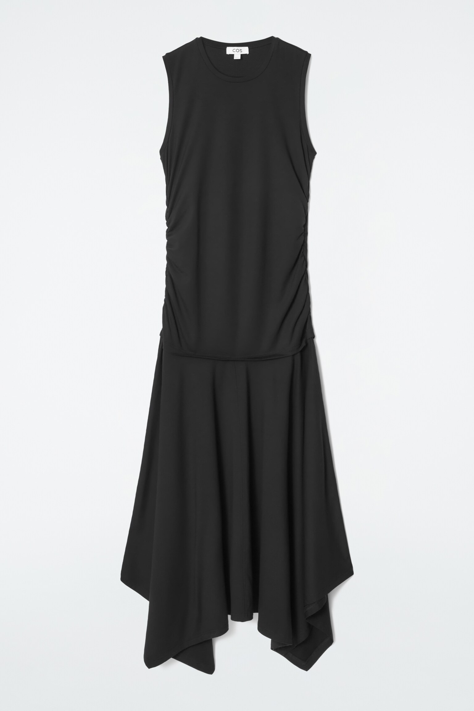 RUCHED JERSEY MAXI DRESS - BLACK