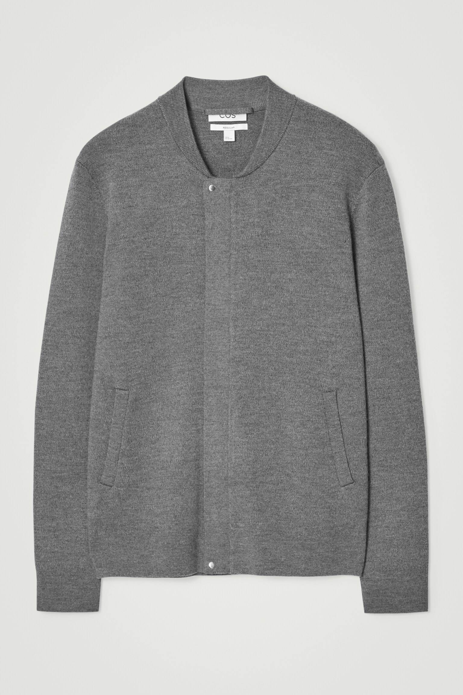 KNITTED WOOL BOMBER JACKET - GREY/BLACK