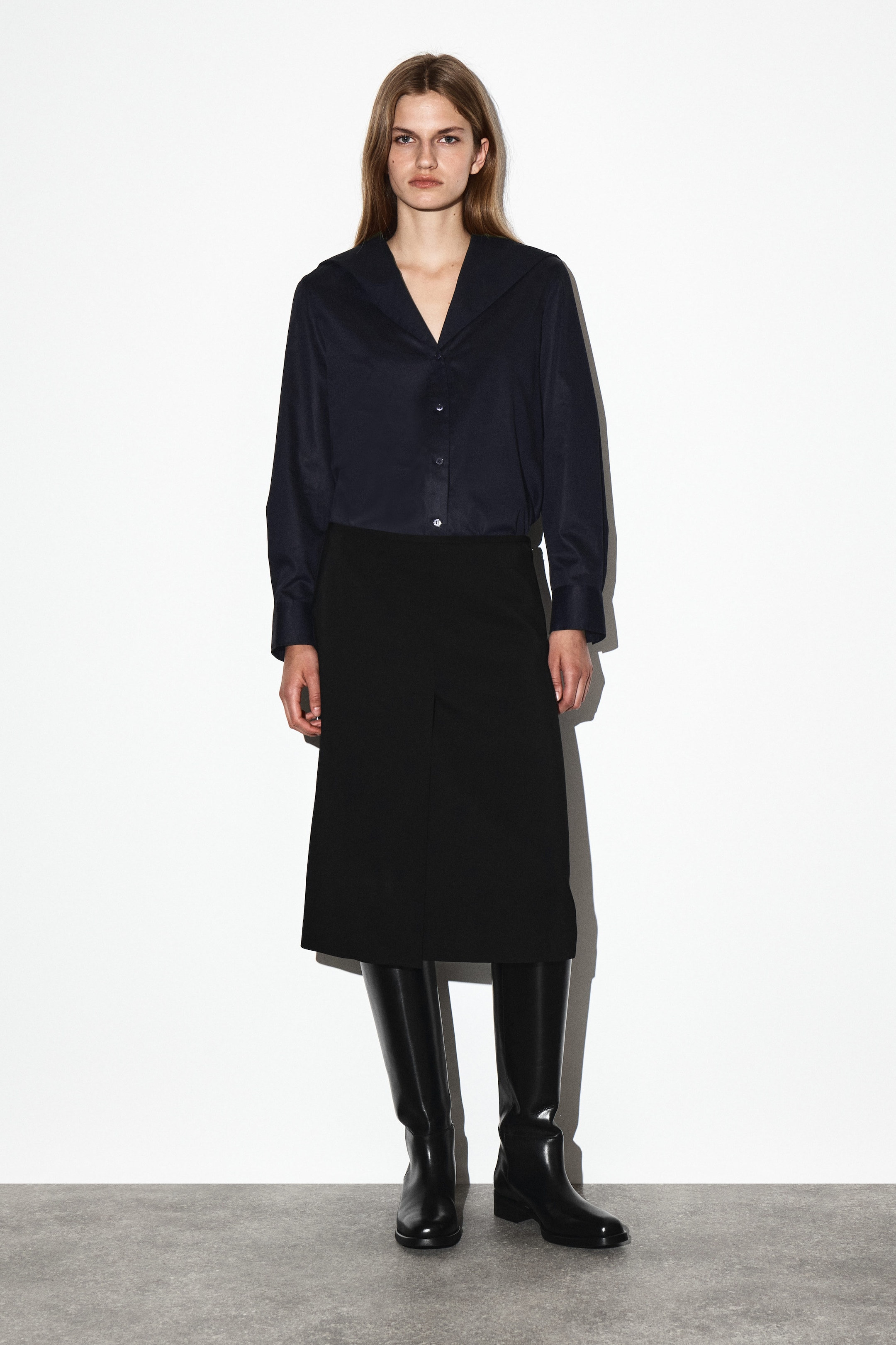 SAILOR-COLLAR COTTON SHIRT