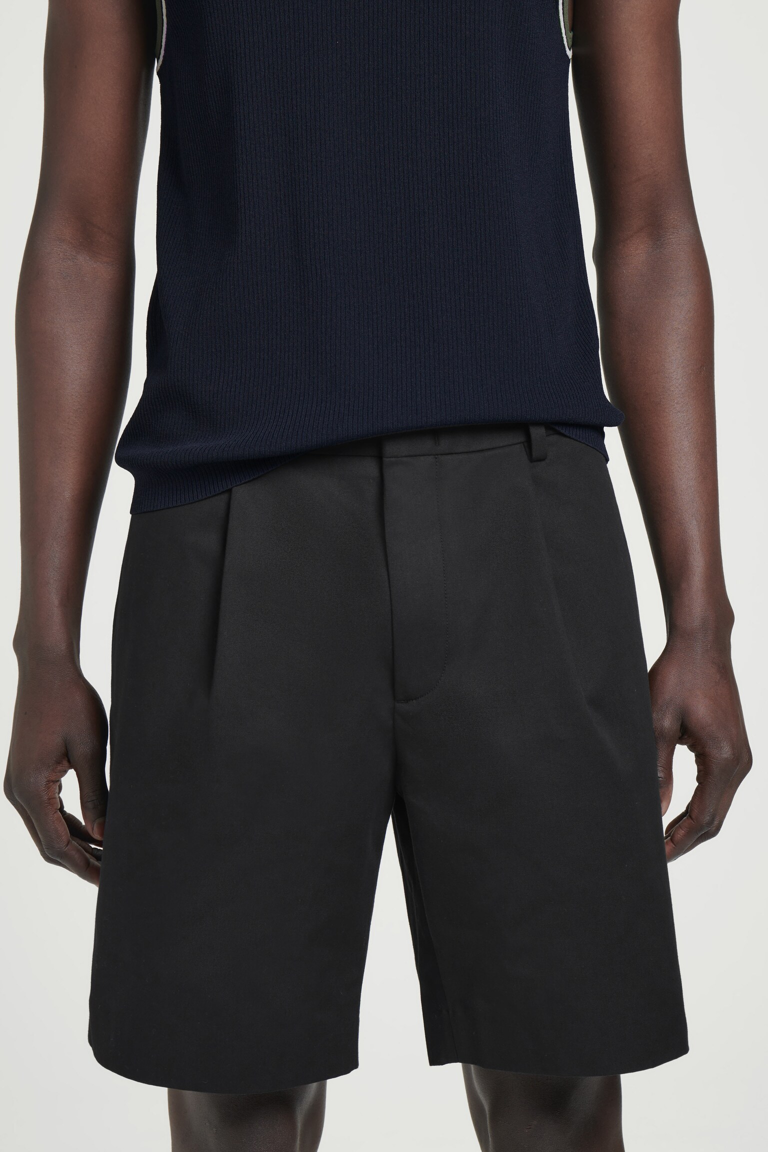 SHORT CHINO DE COSTUME EN COTON - NOIR/BEIGE - 5