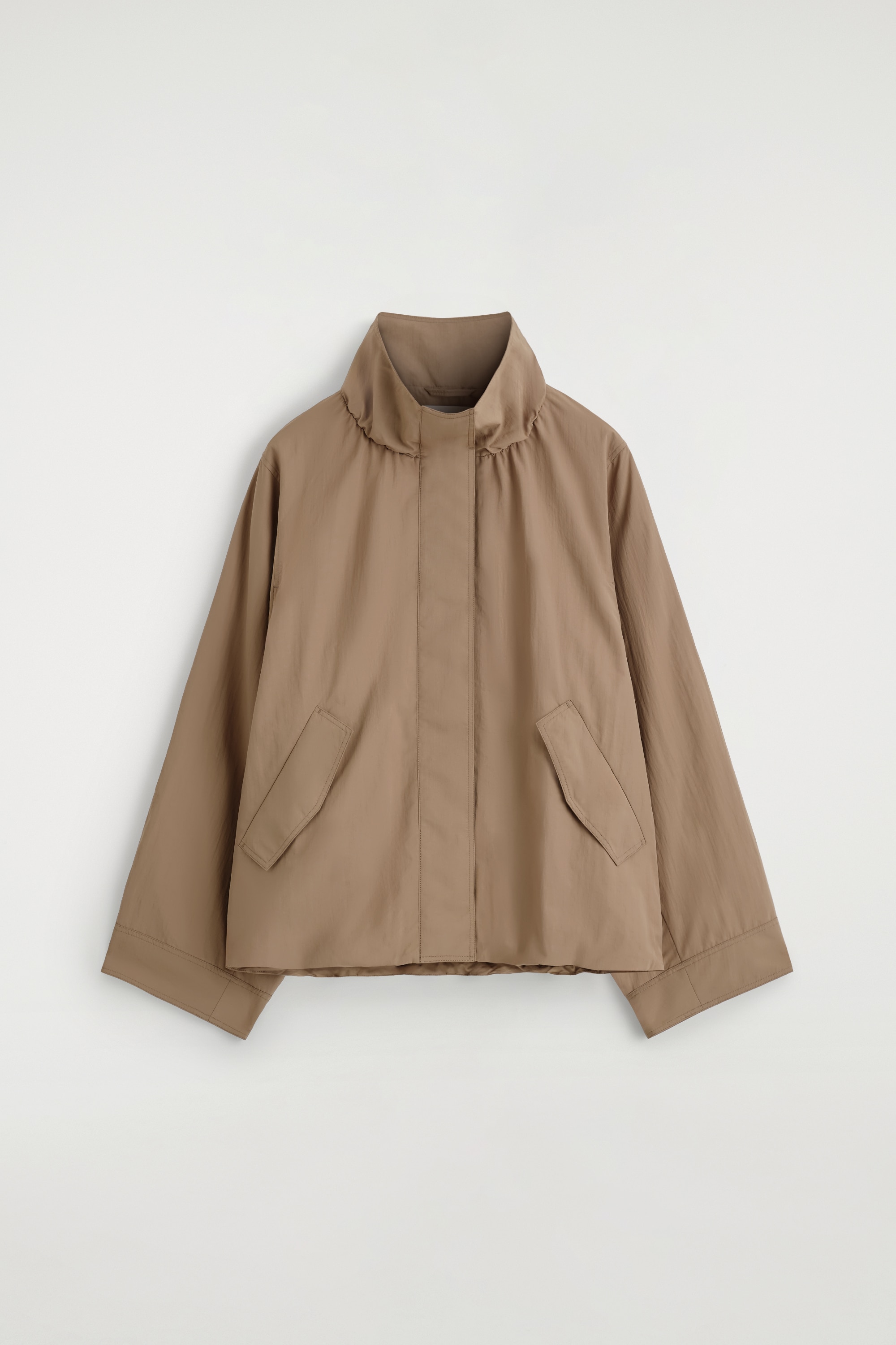 VESTE À COL CHEMINÉE EN NYLON - BEIGE/CRÈME/NOIR