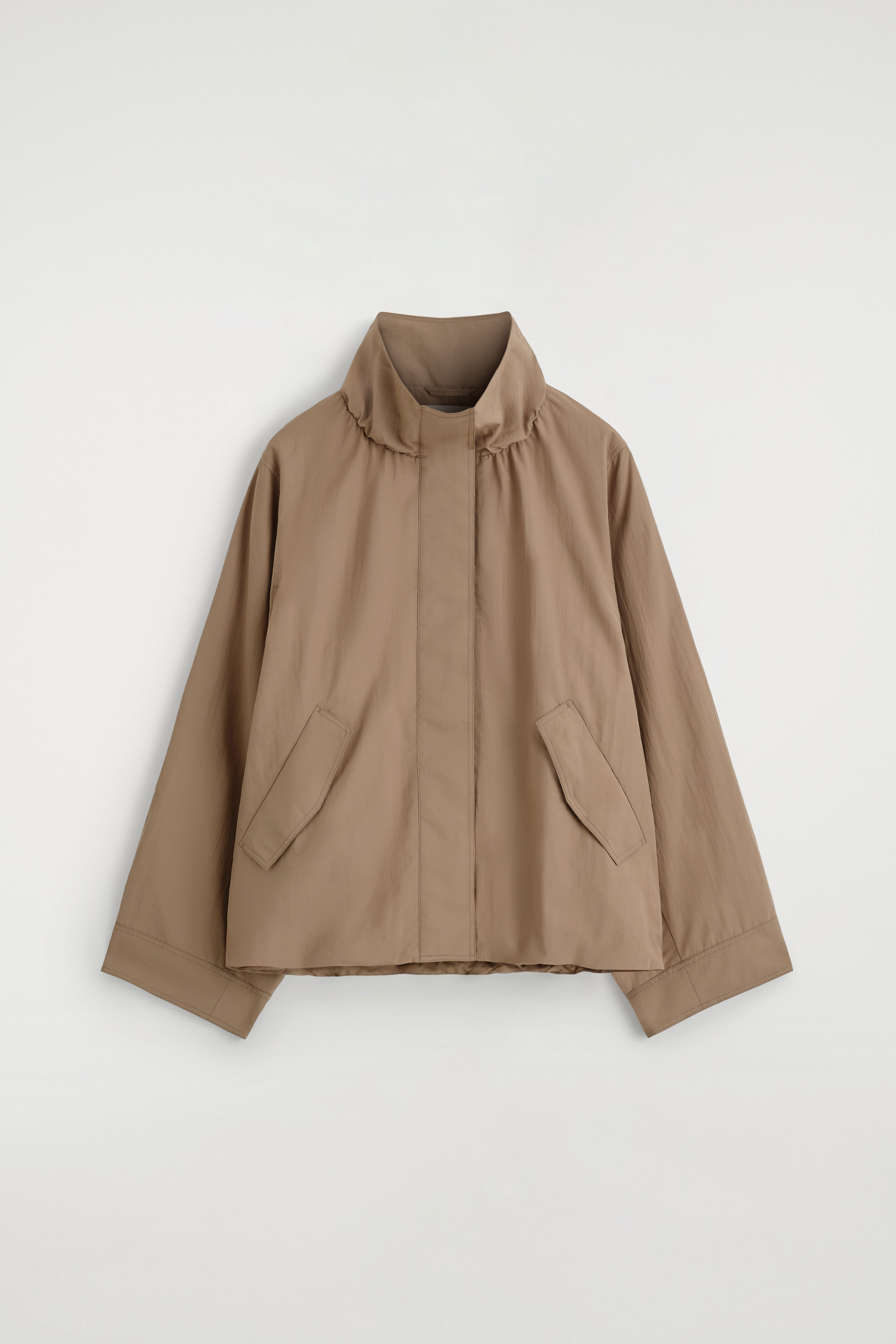 NYLON FUNNEL-NECK JACKET - BEIGE | COS