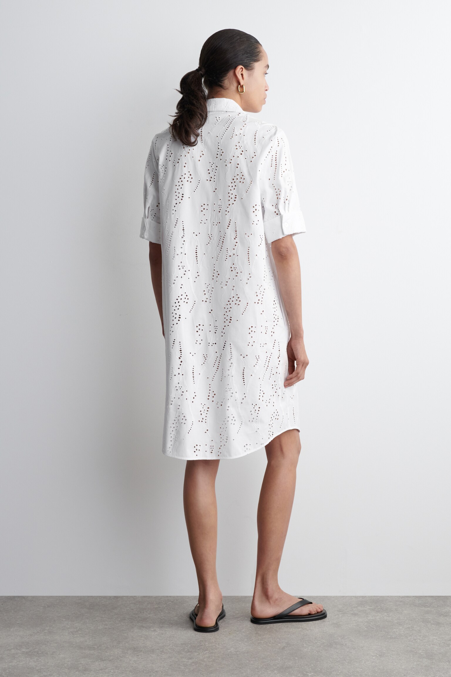 ROBE-CHEMISE BRODERIE ANGLAISE - BLANC - 4