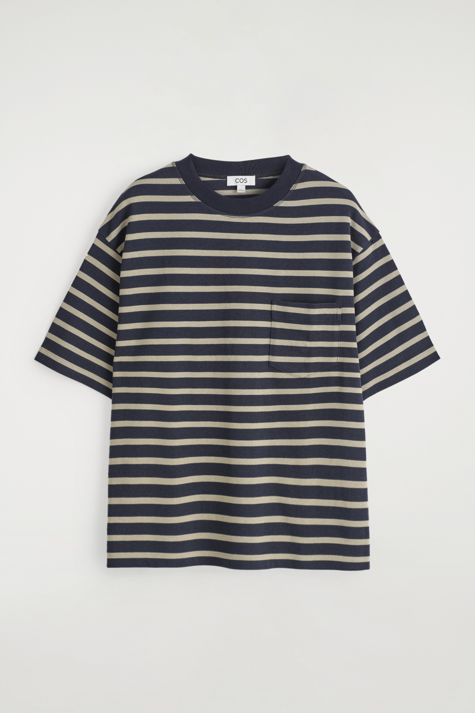 T-SHIRT OVERSIZE EN COTON ÉPAIS - BLEU MARINE / RAYURES/BLANC/NOIR/BRUN / RAYURES/BLEU COBALT - 2