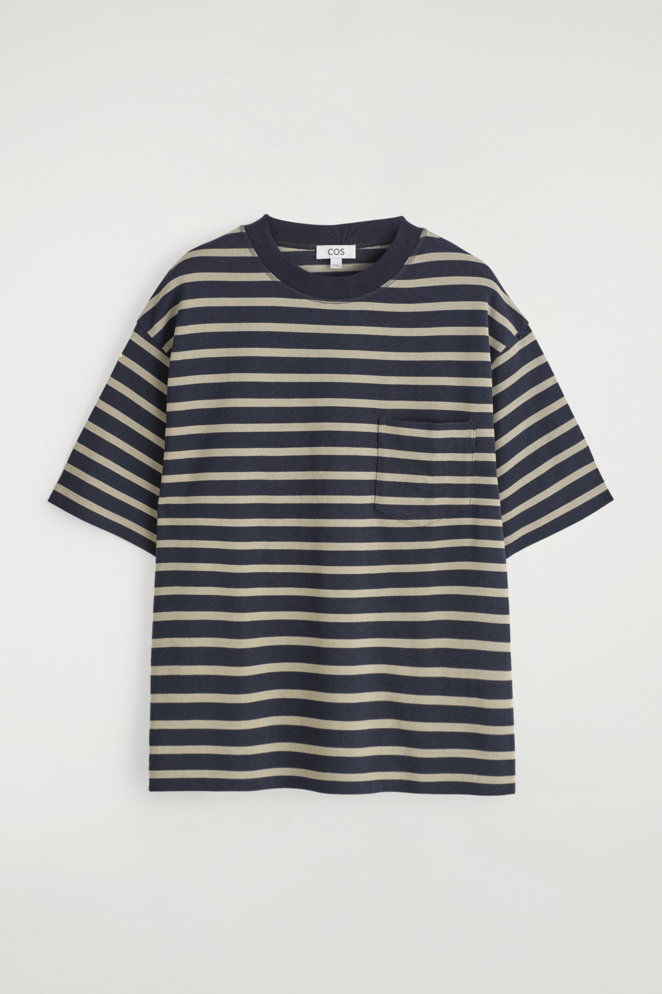 Se større billede: KRAFTIG T-SHIRT I BOMULD – OVERSIZED - MARINEBLÅ / STRIBET - HERRE | H&M DK 5