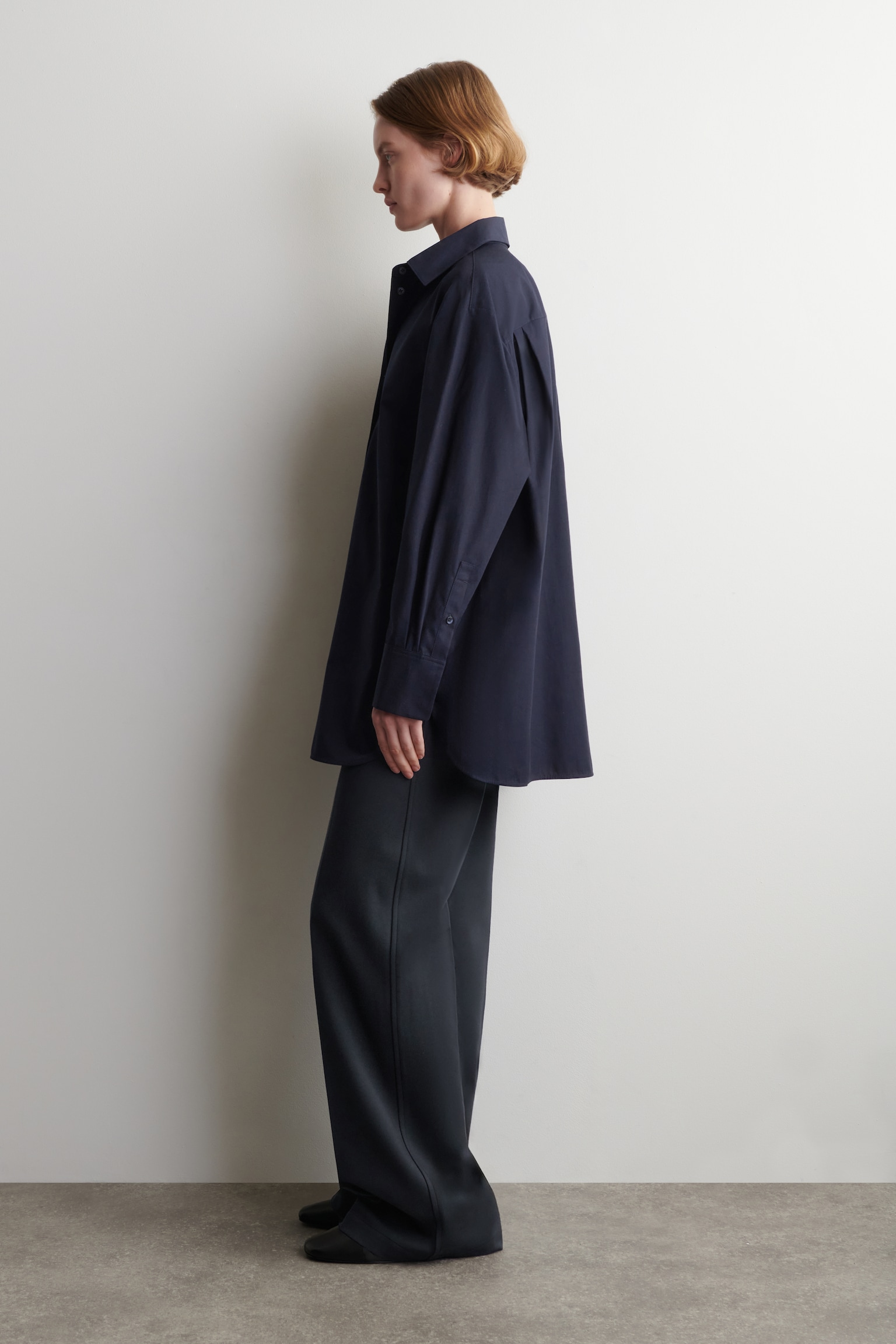 TAILORED COTTON SHIRT - NAVY/WHITE - 4