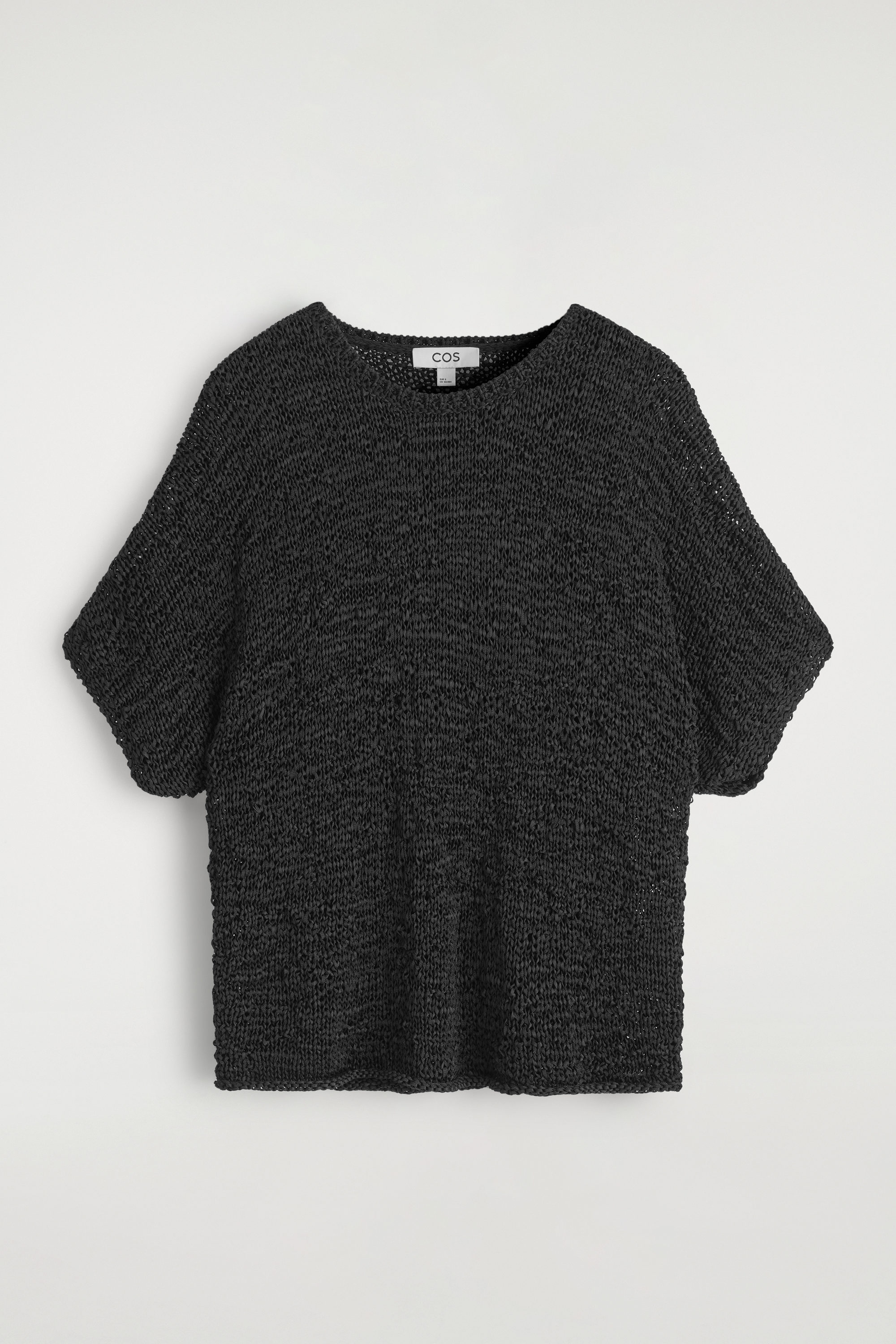 TEXTURED OPEN-KNIT TOP - BLACK | COS