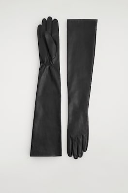LONG LEATHER GLOVES — BLACK 3