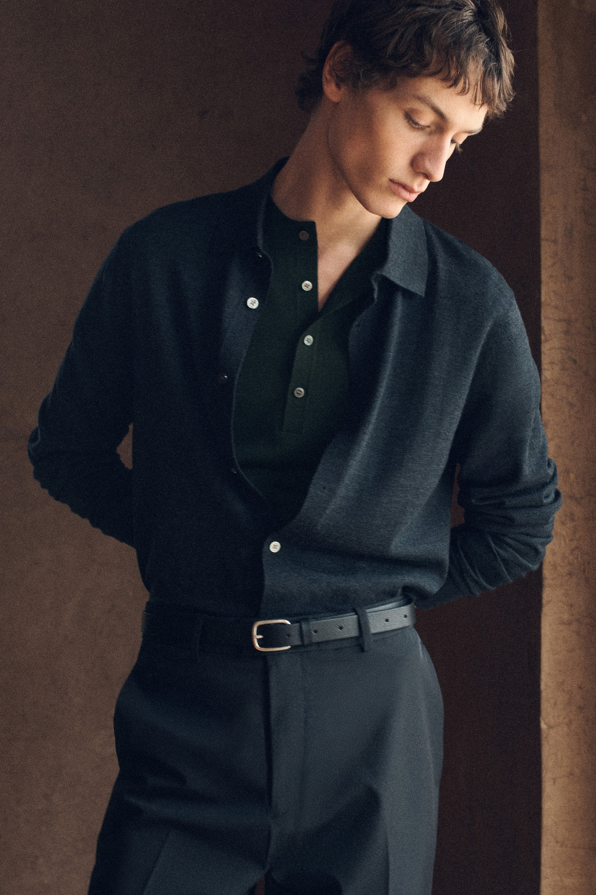 SLIM MERINO WOOL HENLEY TOP - DARK GREEN | COS US SLIM MERINO WOOL HENLEY TOP - DARK GREEN | COS US