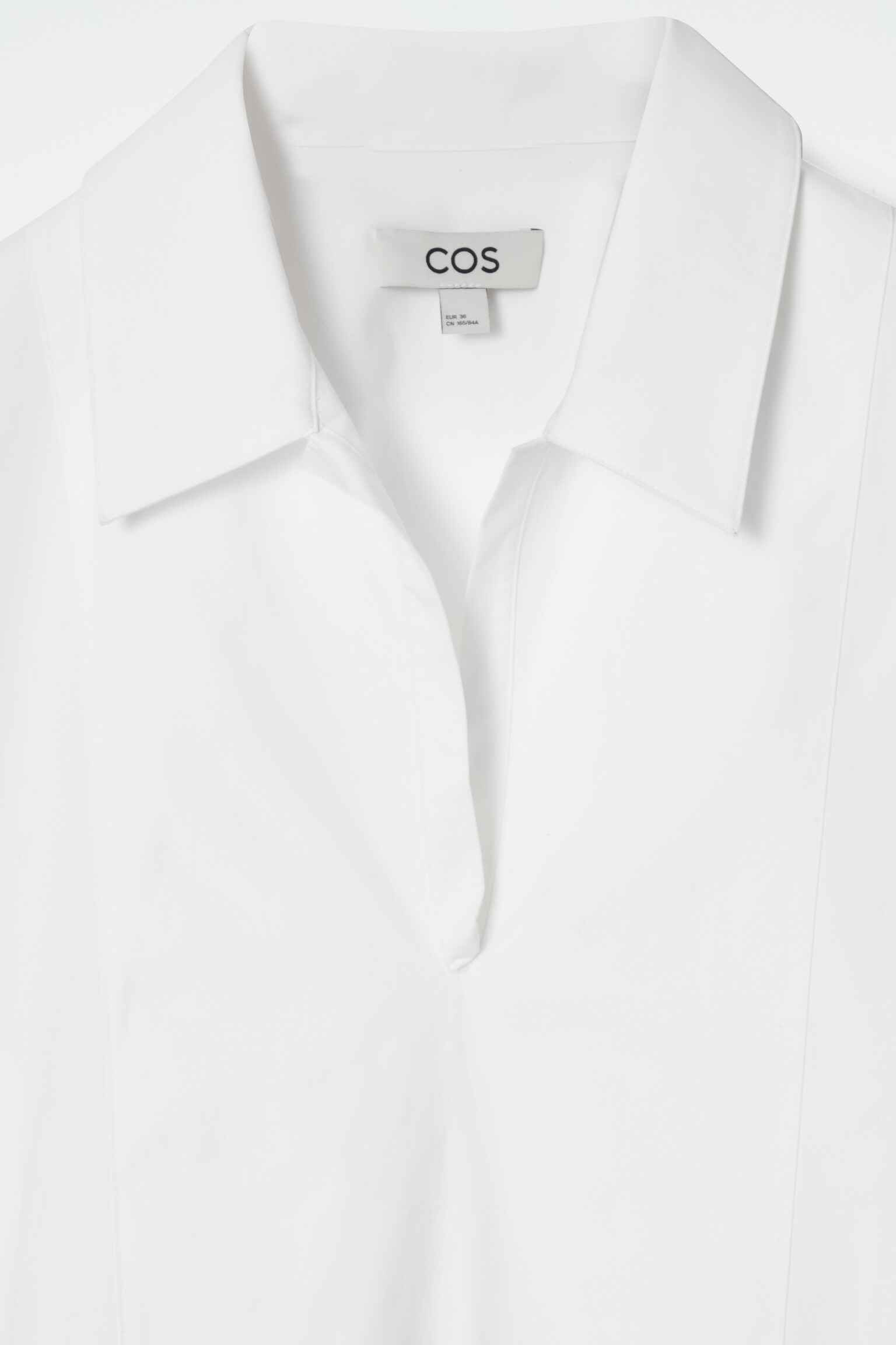 RELAXED BIB-COLLAR POPLIN SHIRT - WHITE - 2
