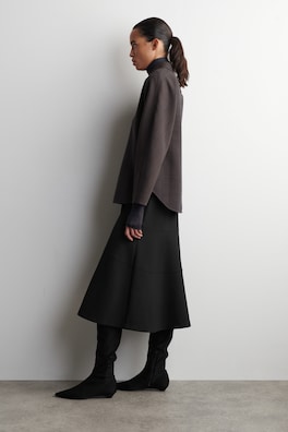 ROUNDED WOOL-BLEND SHIRT — BROWN 3