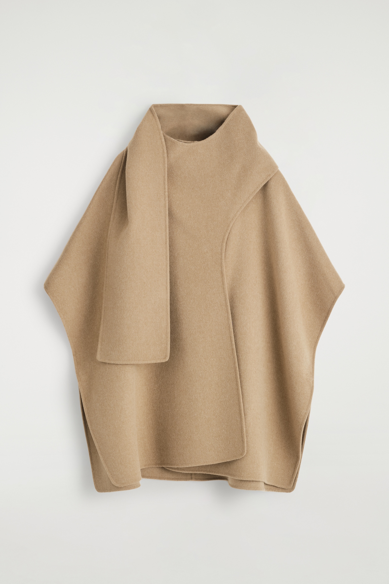 DOUBLE-FACED WOOL SCARF CAPE - BEIGE/DARK BROWN/BLACK - 2