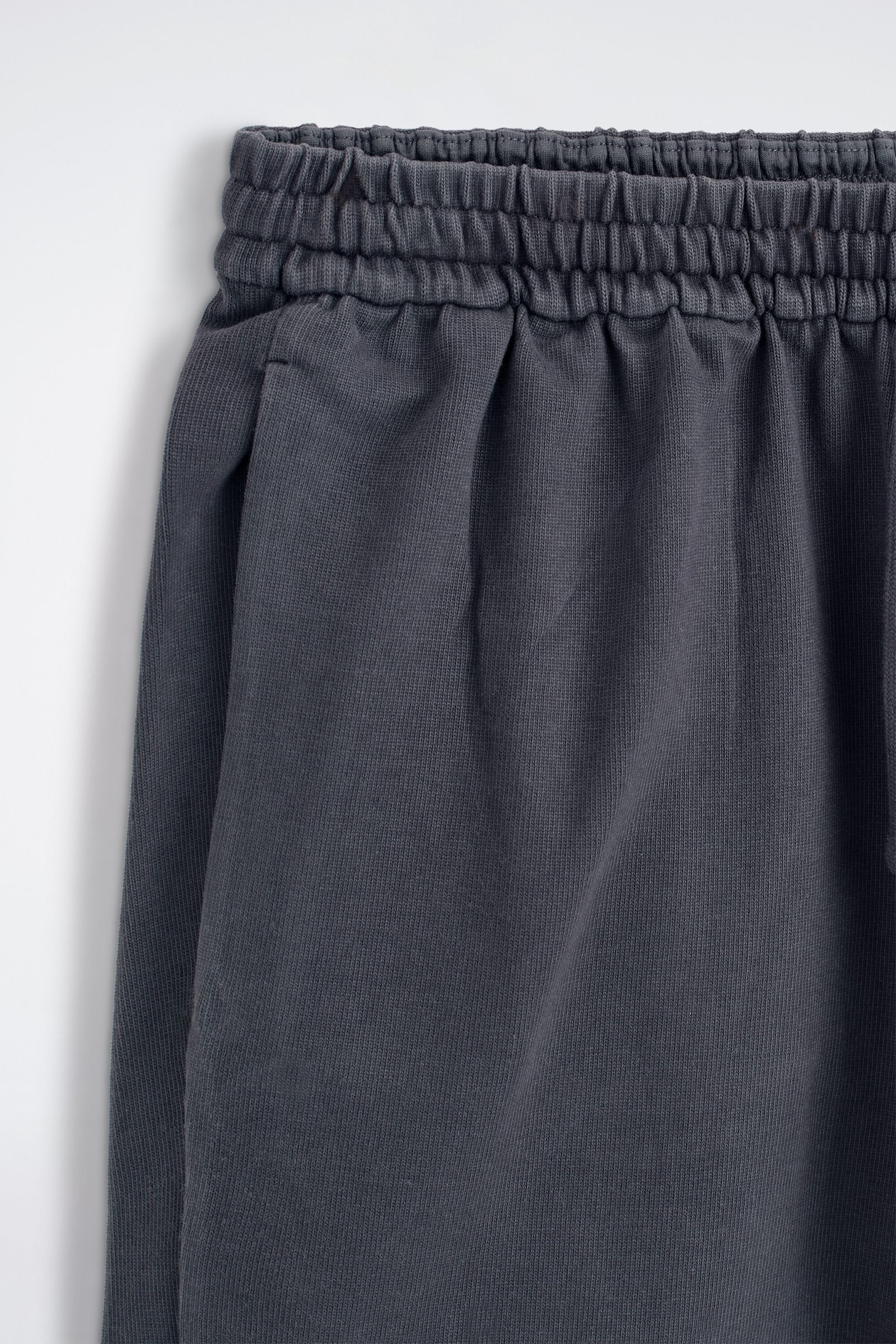 GARMENT-WASHED COTTON-JERSEY SHORTS — CHARCOAL