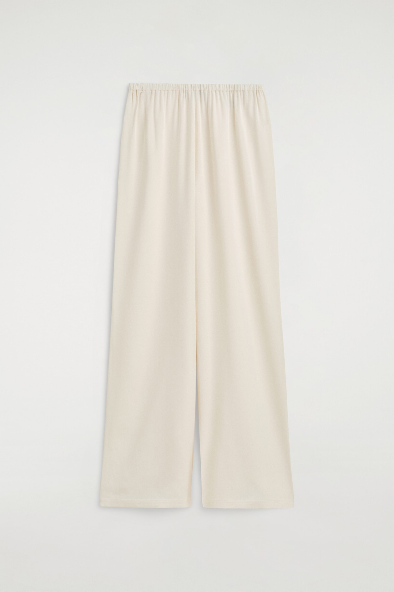 ELASTICATED CREPE STRAIGHT-LEG PANTS — IVORY