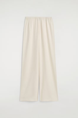 ELASTICATED CREPE STRAIGHT-LEG PANTS — IVORY 7