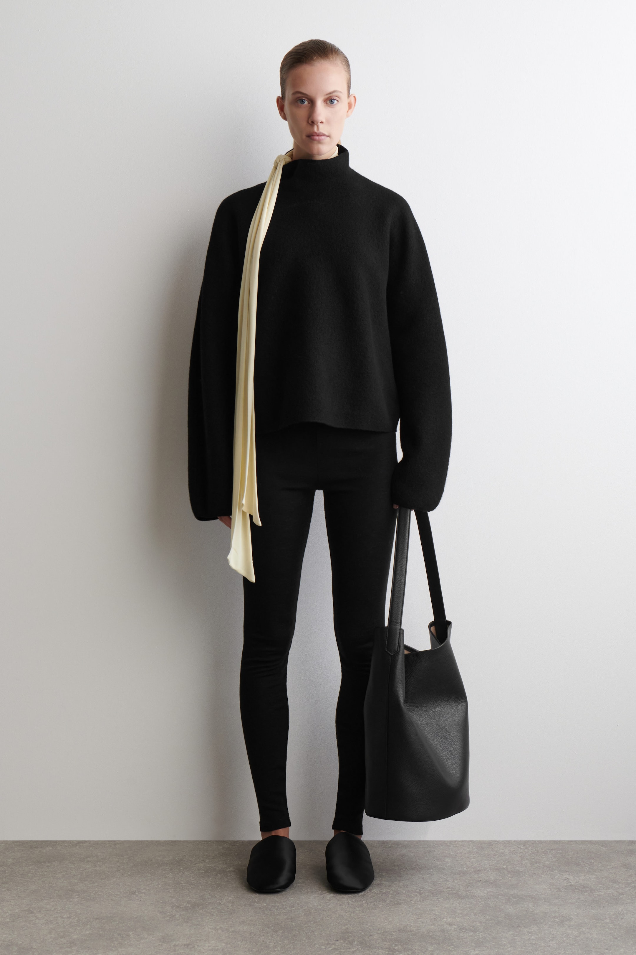 BOILED-WOOL FUNNEL-NECK SWEATER
