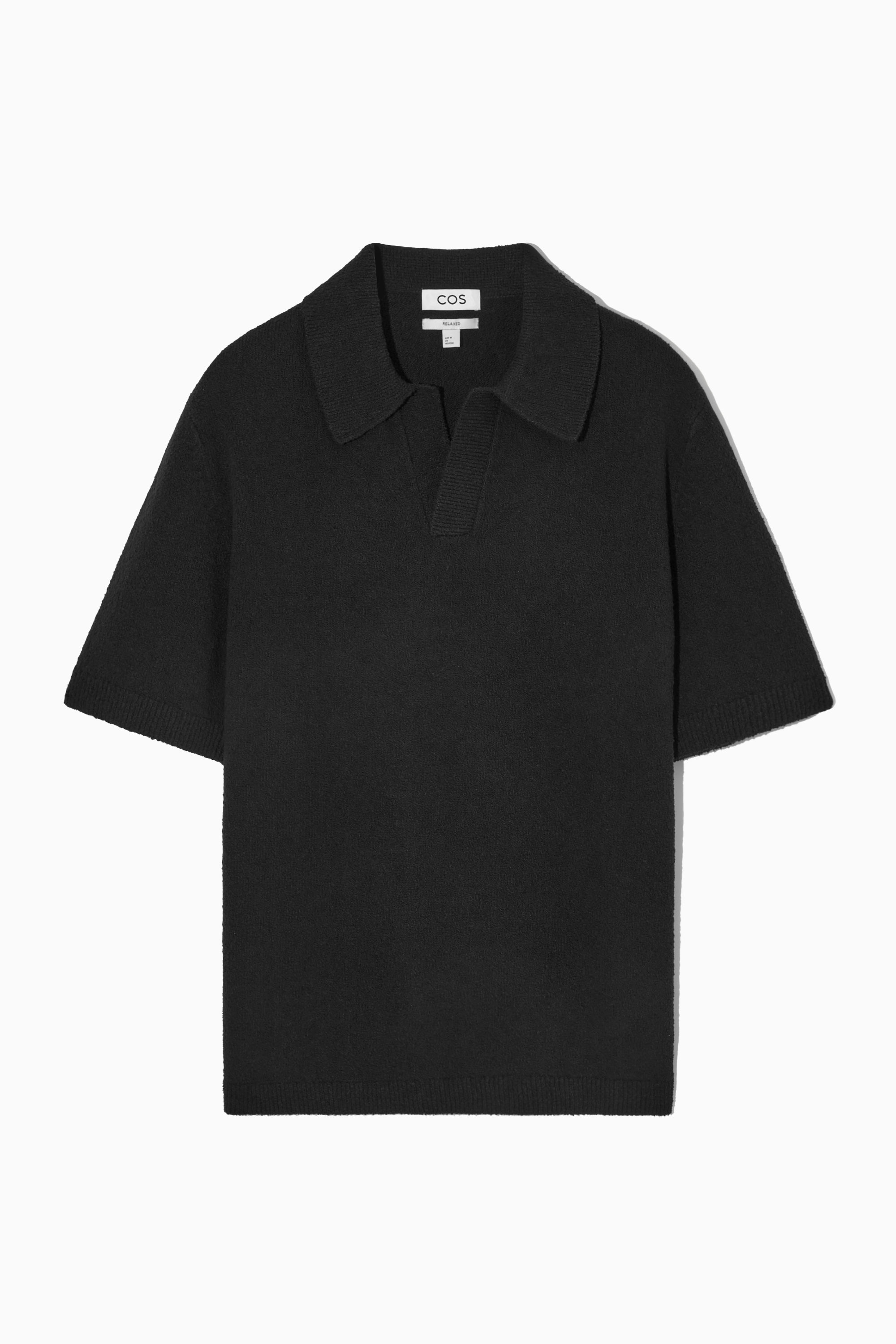 COS｜ポロシャツ（RELAXED）｜ブラック RELAXED BOUCLÉ-KNIT COTTON POLO SHIRT - BLACK | COS