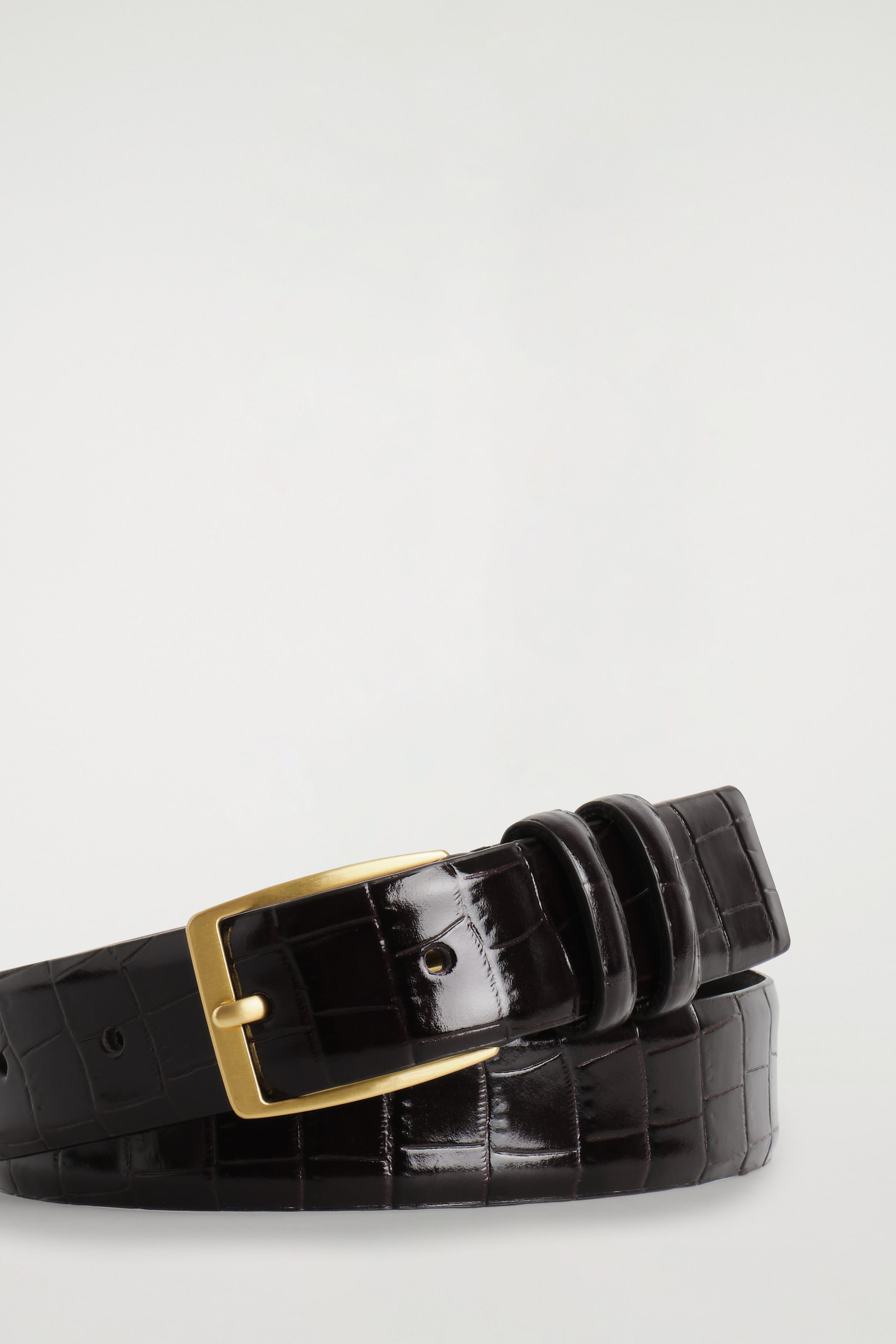 CROC-EFFECT LEATHER BELT