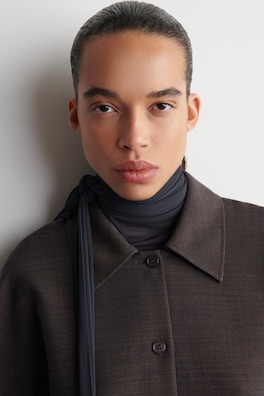 ROUNDED WOOL-BLEND SHIRT — BROWN 5