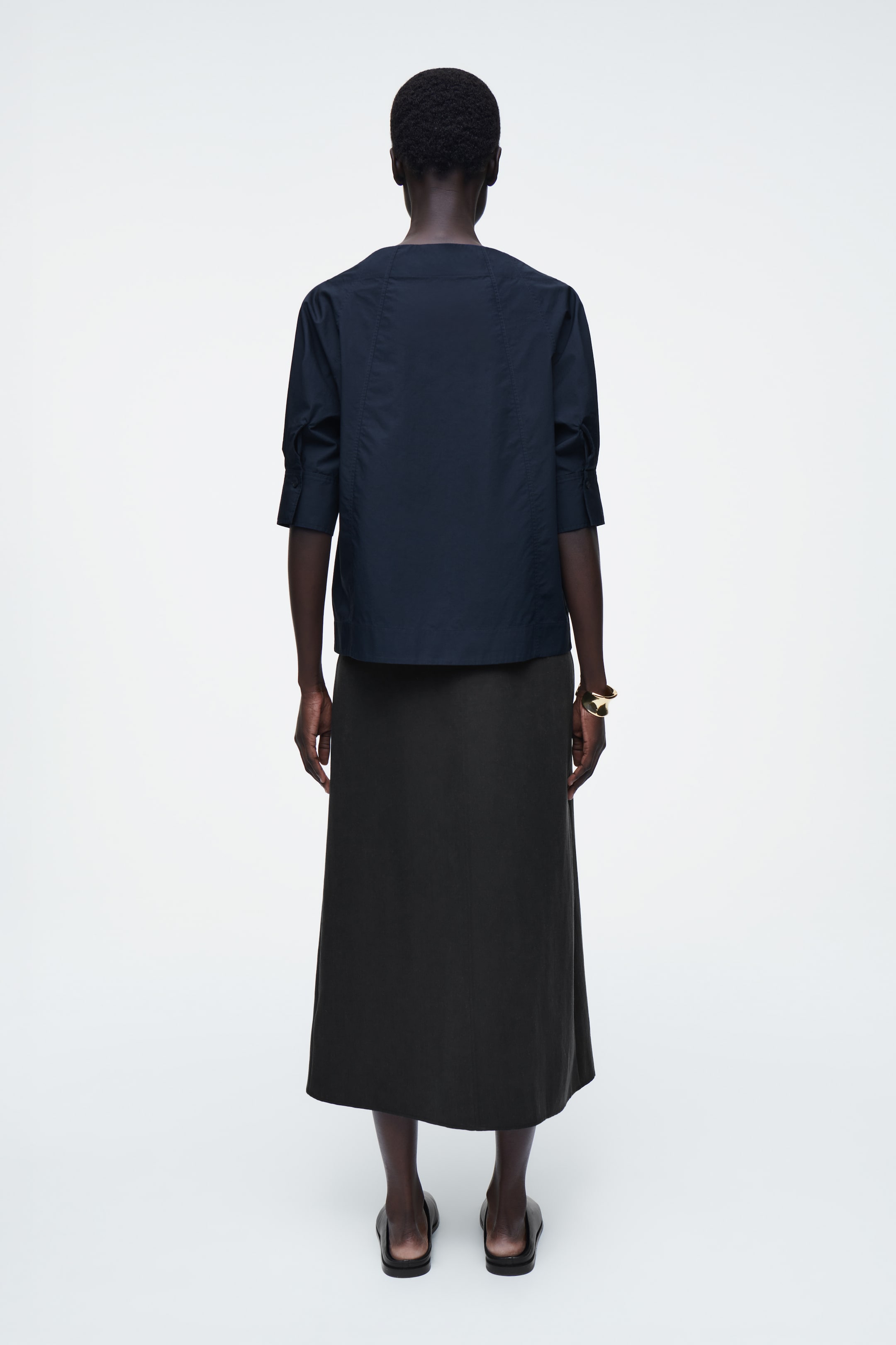 Visualizza immagine più grande: BLUSA VOLUMINOSA IN COTONE CON SCOLLO A BARCA - BLU NAVY - DONNA | H&M IT 5