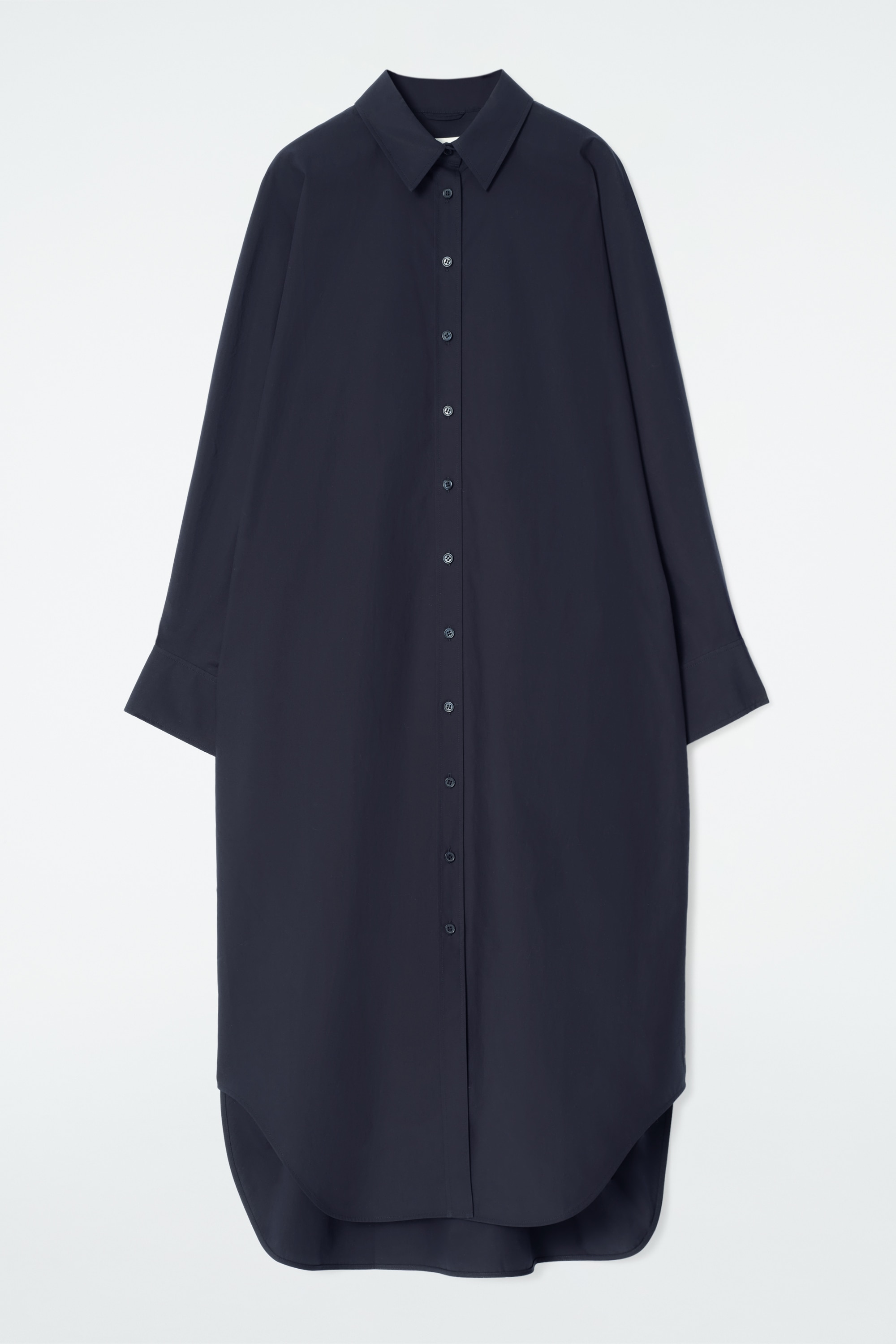 RELAXED COTTON SHIRT DRESS - NAVY/BLUE / STRIPED