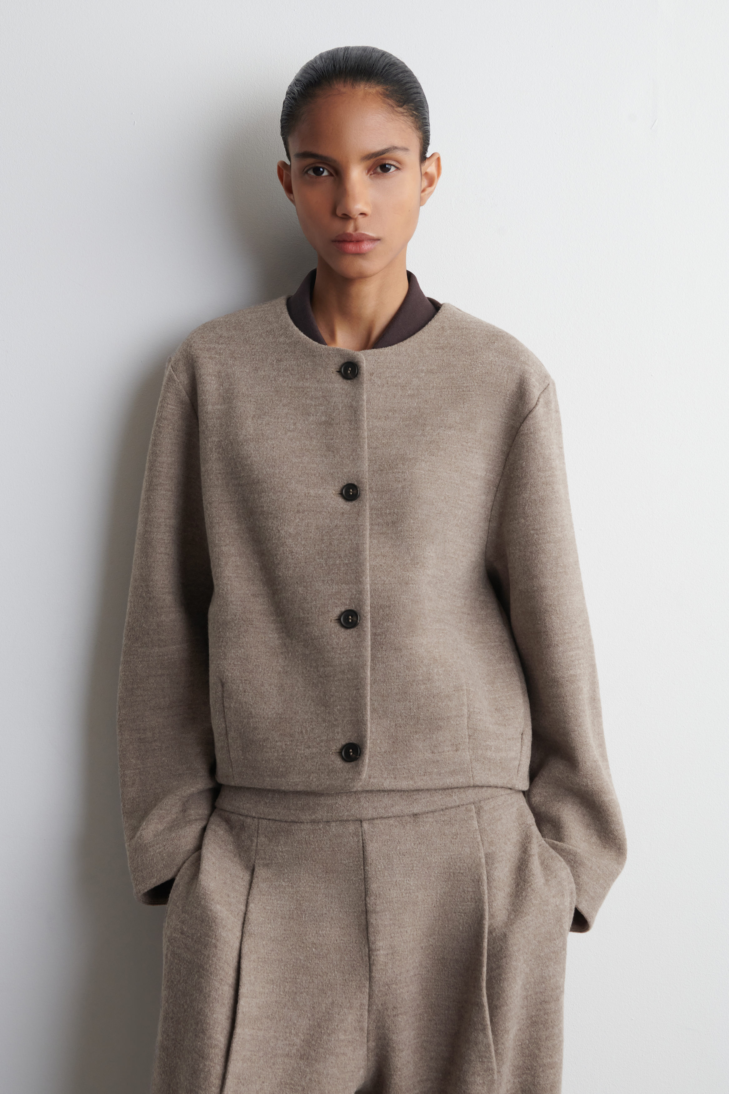 BOILED-WOOL CARDIGAN - BEIGE MÉLANGE | COS NL