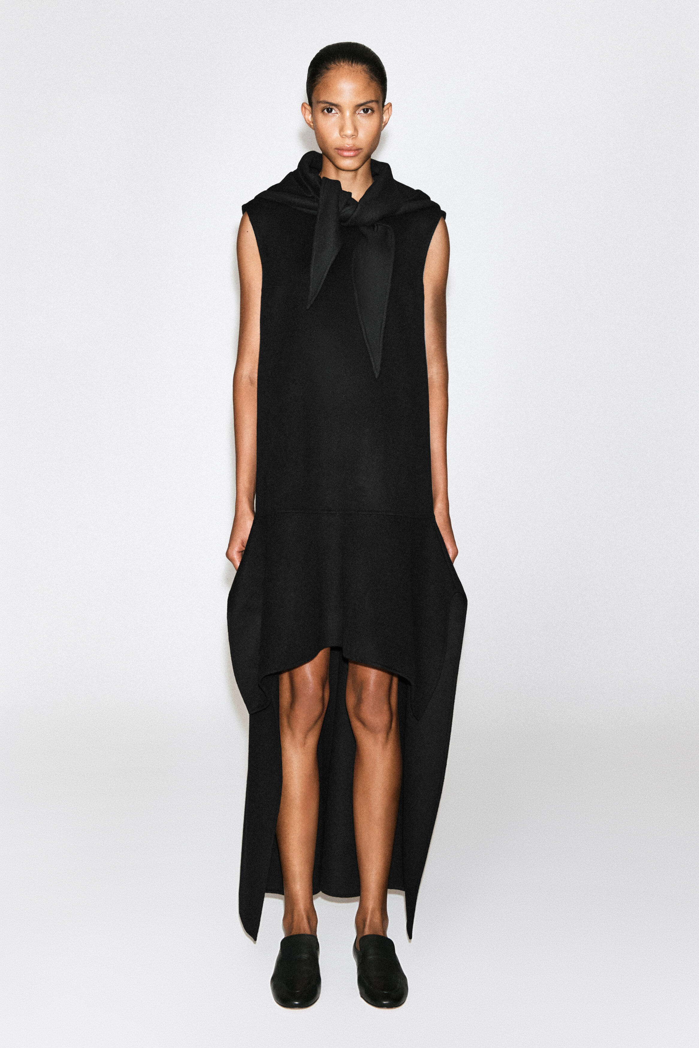 DROPPED-WAIST DOUBLE-FACED WOOL DRESS - thumbnail 2