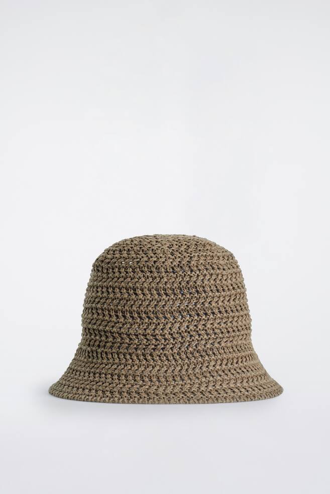 OPEN-KNIT BUCKET HAT - KHAKI - 1