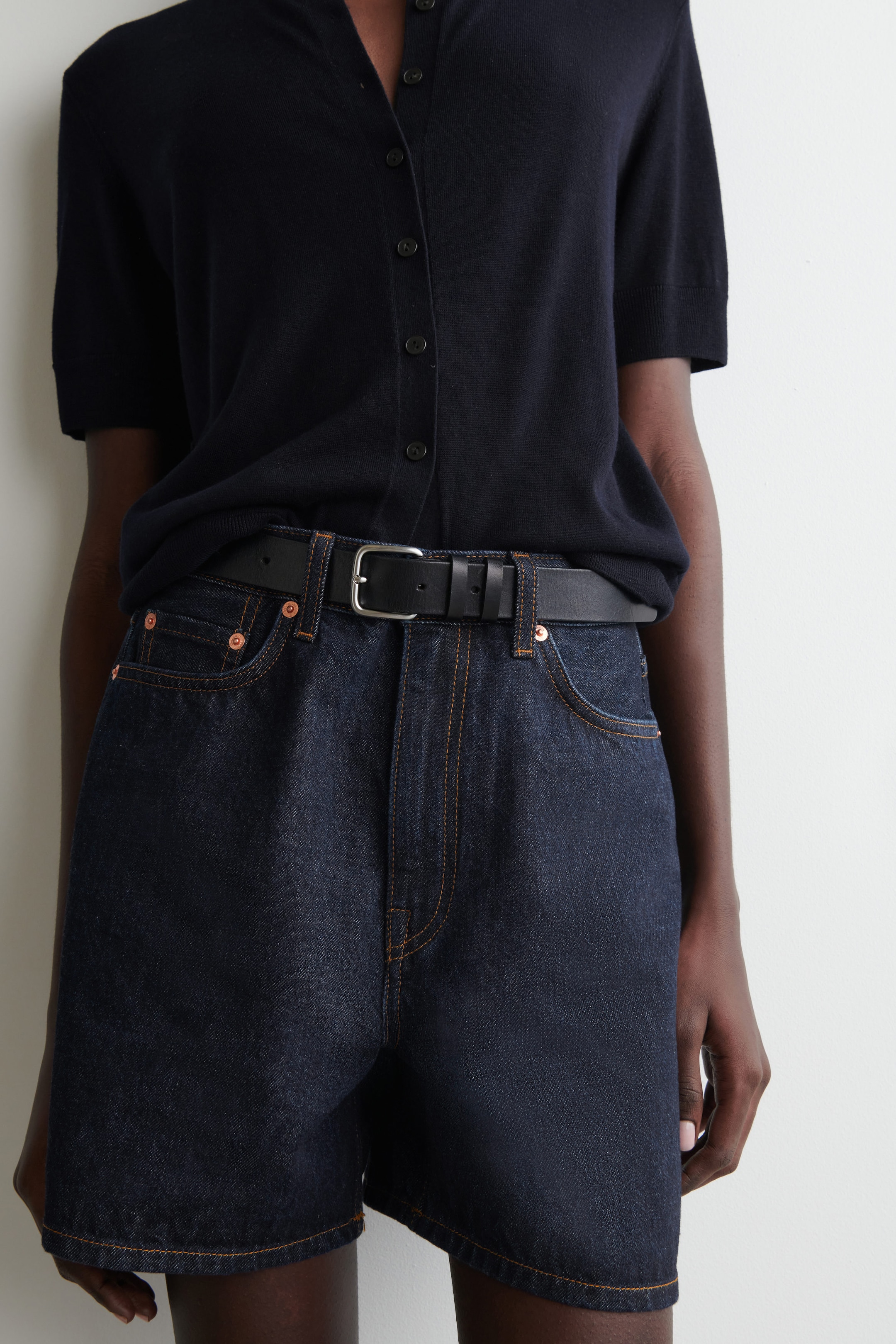 HIGH-RISE DENIM SHORTS