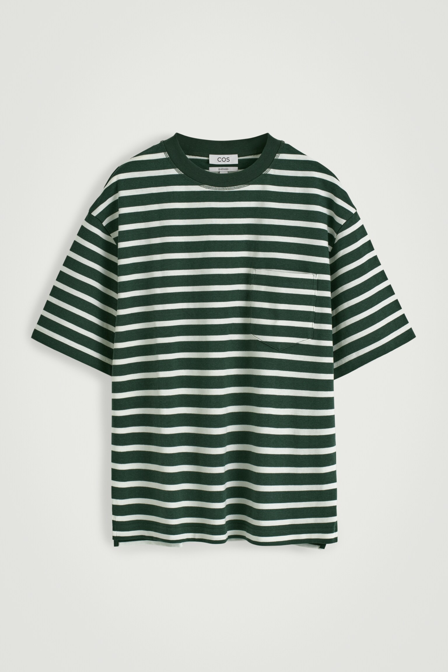 OVERSIZED HEAVYWEIGHT COTTON T-SHIRT - GREEN / WHITE / STRIPED/WHITE/BLACK/BROWN / STRIPED/COBALT BLUE/NAVY / STRIPED/CREAM / STRIPED - 2