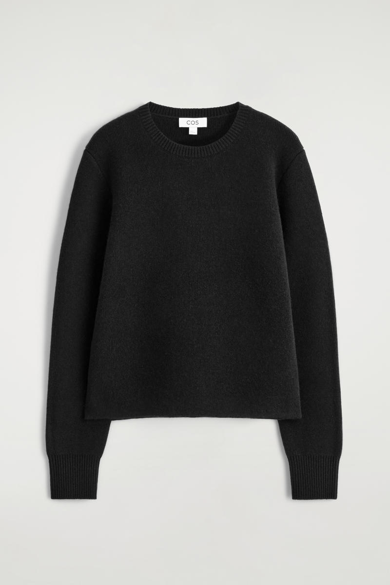 Cos Merino Wool Crew-neck Sweater In Black