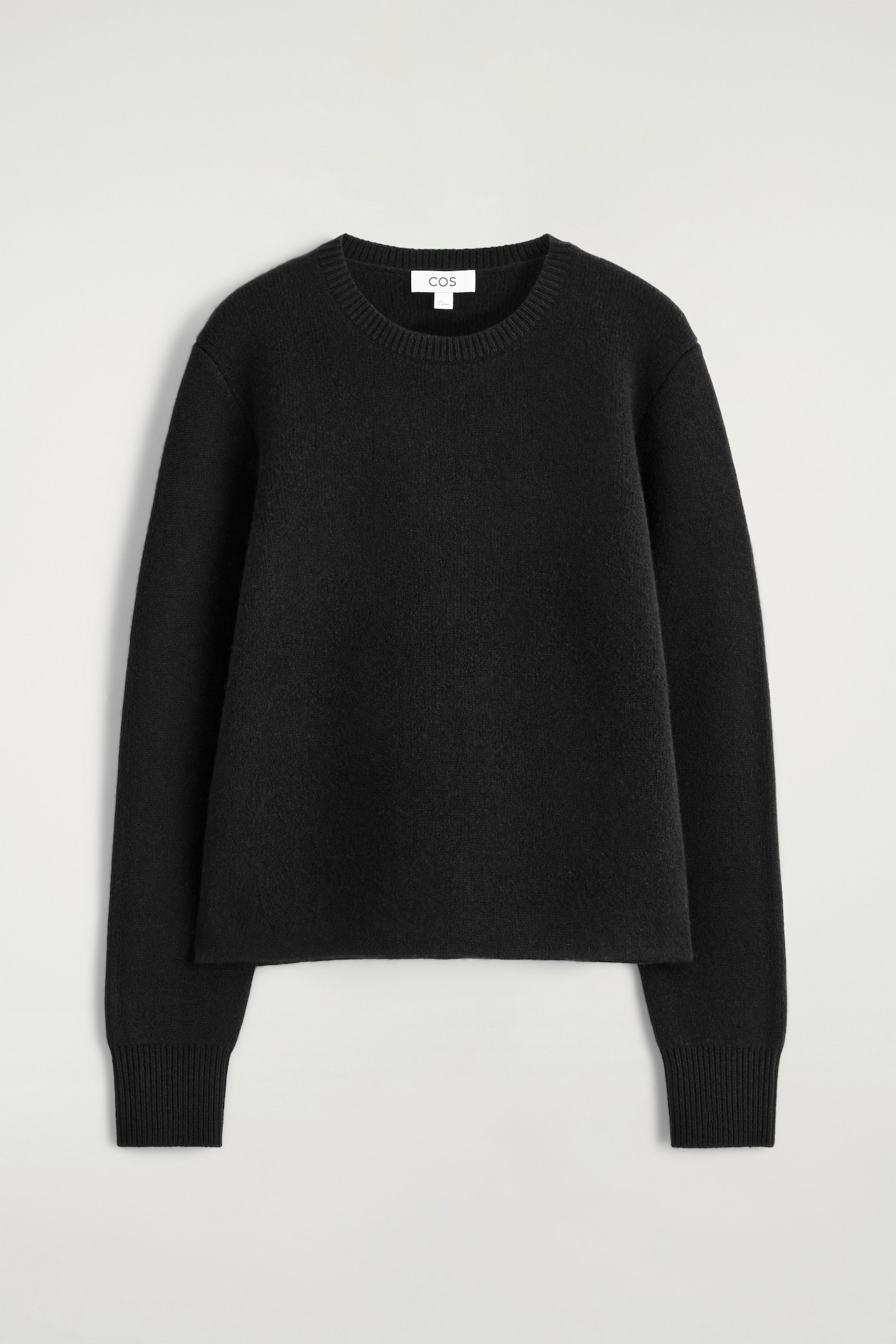 MERINO WOOL CREW-NECK JUMPER — BLACK