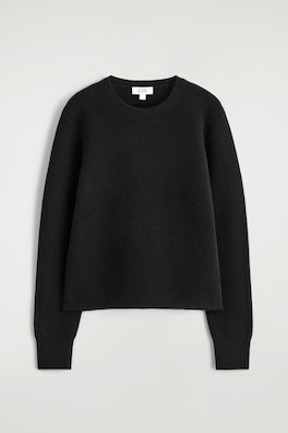 MERINO WOOL CREW-NECK JUMPER — BLACK 2