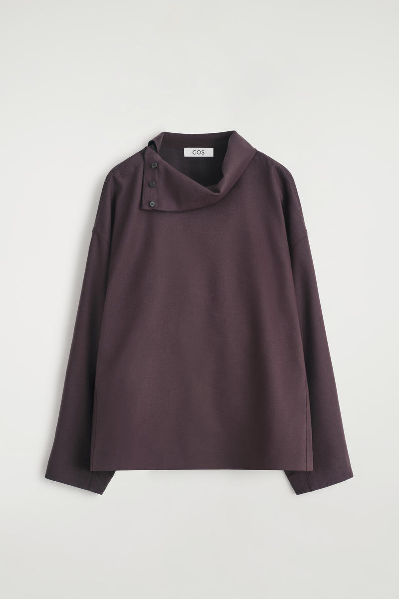 Cos Wool-flannel Top In Red