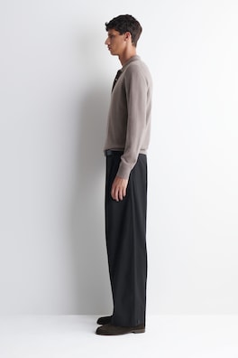 PURE CASHMERE POLO SWEATER — WASHED LILAC 3