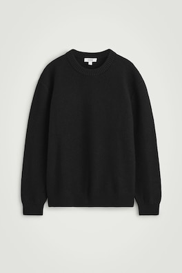 BOILED MERINO WOOL CREW-NECK SWEATER — BLACK 8